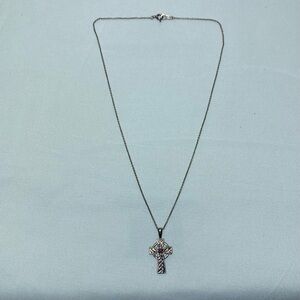 925 Sterling Silver Celtic Cross Necklace with Ruby Gemstone